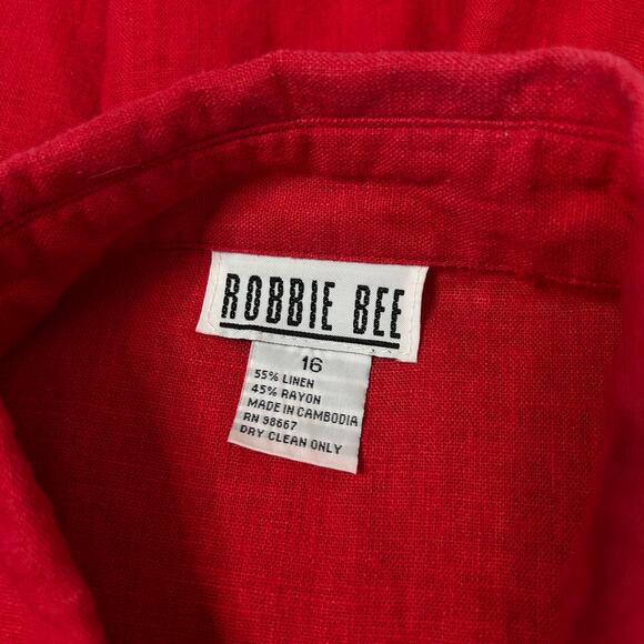 ROBBIE BEE Vintage Linen Blend Dress Womens 16 Maxi Minimalist Sustainable Lagom - Picture 5 of 7